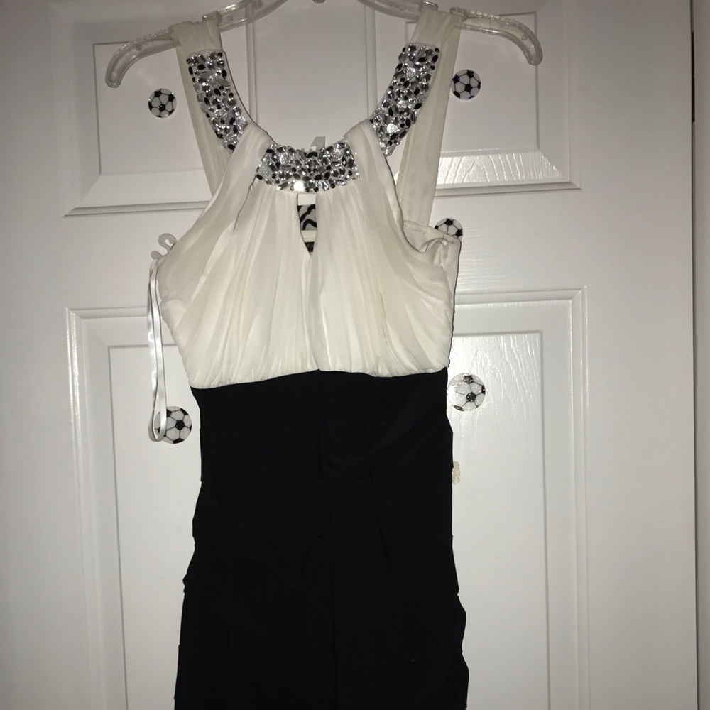 White and black formal dress